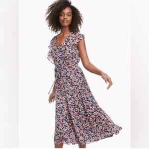 Tommy Hilfiger Floral Midi Dress - Orange and Blue